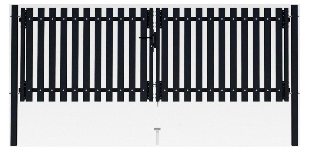 Doppelflügeliges Zauntor, Gartentor, Gartentür, Flügeltor aus Stahl 306x125 cm Anthrazit