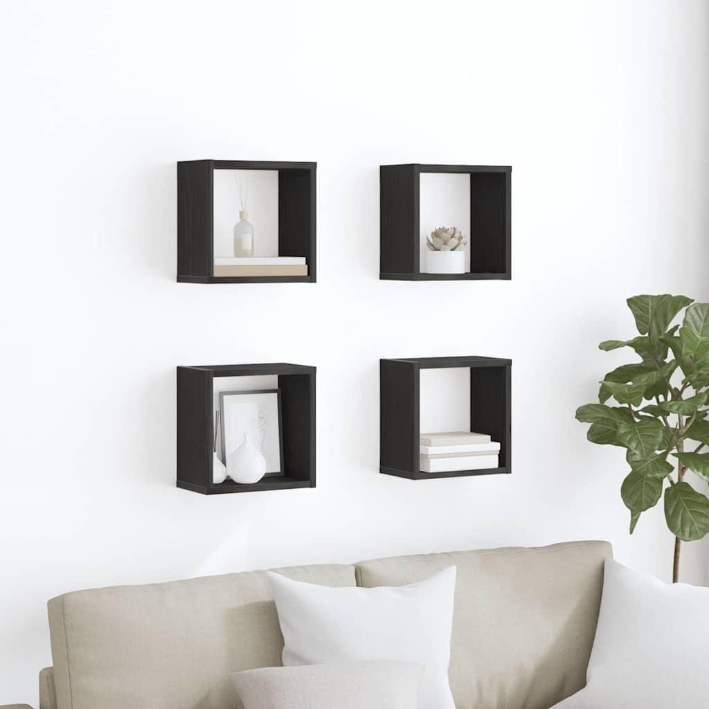 Maison Exclusive - Wandregale mit Regal 4 pcs Schwarz Eichen-Optik Holzwerkstoff