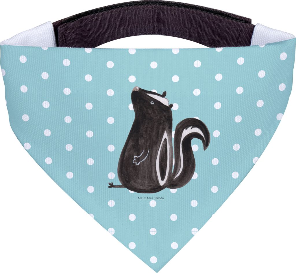 Mr. & Mrs. Panda Hund Halstuch Stinktier Sitzen - Türkis Pastell - Geschenk, Schal für Hunde, Spruch, Raubtier, Recht, Hundehalstuch, Wildtier, H...