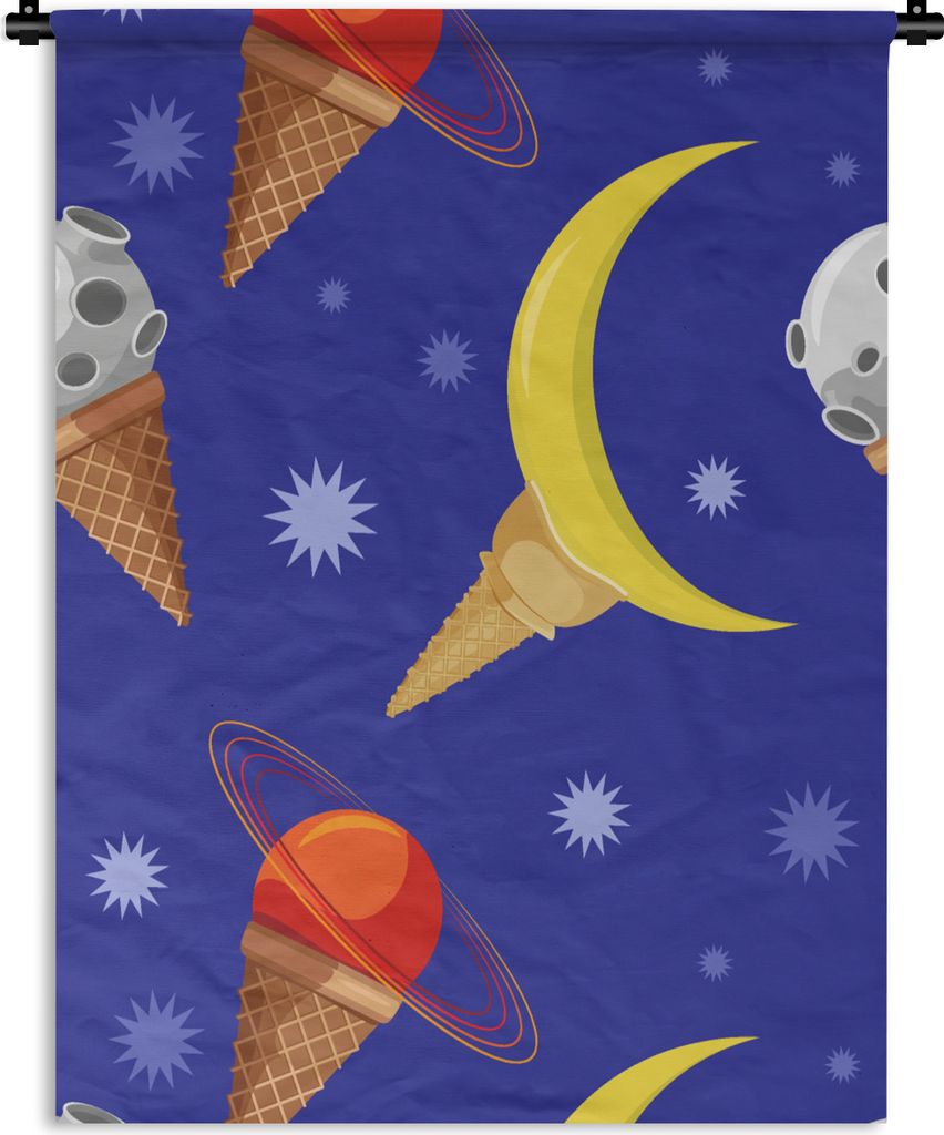 MuchoWow Wandteppich Wandbehang Planeten - Eiswaffeln - Muster 60x80 cm Tapisserie Dekoration Wandtuch - Decke - Wandtücher - Wohne