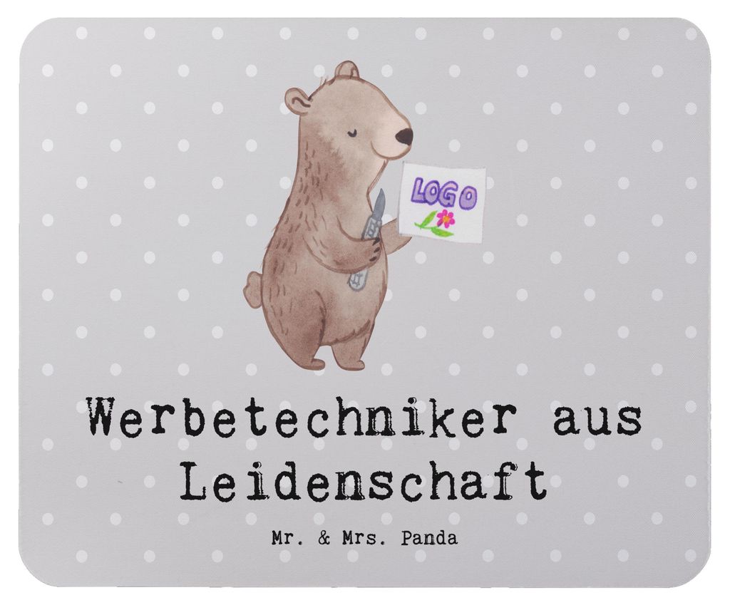 Mr. & Mrs. Panda Mauspad Werbetechniker Leidenschaft - Grau Pastell - Geschenk, Mousepad, laptop, Mouse Pad, pc mausunterlage, computer