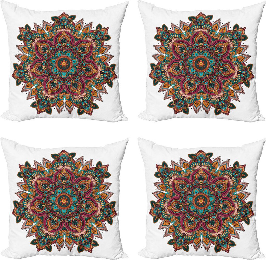ABAKUHAUS Mandala Kissenbezug Set (4 Stück), Muster, Moderner Doppelseitiger Digitaldruck, 45 cm x 45 cm, Mehrfarbig