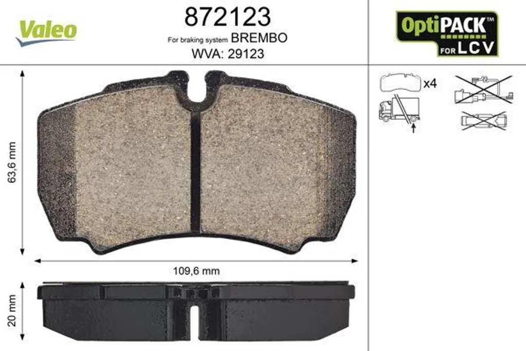 Plaquettes de frein pour utilitaire Daily chargé Valeo 872123