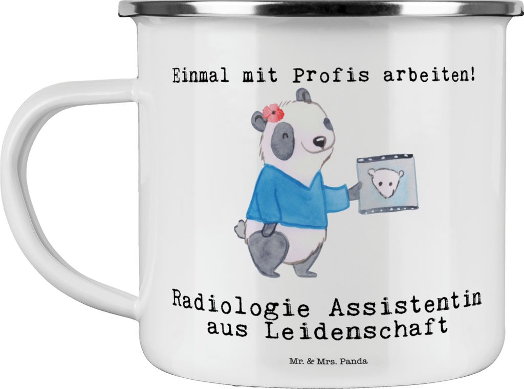 Mr. & Mrs. Panda Teetasse Radiologie Assistentin Leidenschaft - Weiß - Geschenk, Pott, Emaille Tasse, Kaffeepott, Teebecher, becher