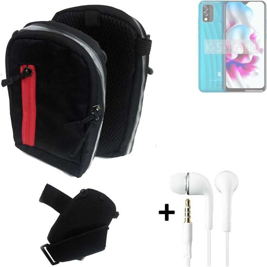 K-S-Trade Outdoor Gürteltasche Holster Umhängetasche + Kopfhörer kompatibel mit BLU C7x schwarz Handy Tasche Case travelbag Schutzhülle