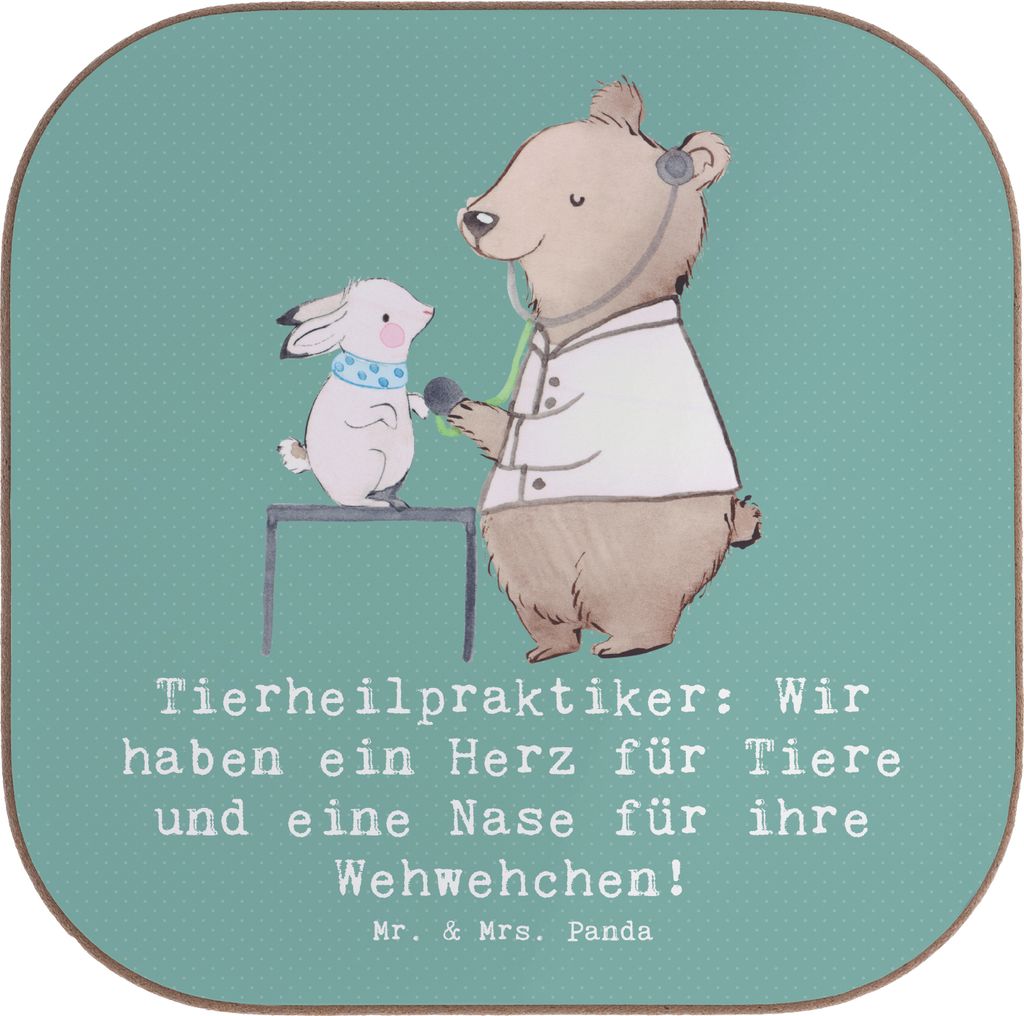 Mr. & Mrs. Panda Tassen Untersetzer Tierheilpraktiker Herz - Meeresbrise - Geschenk, personalisierte Geschenke, Natürliche Tierheilkunde, Tiere he...