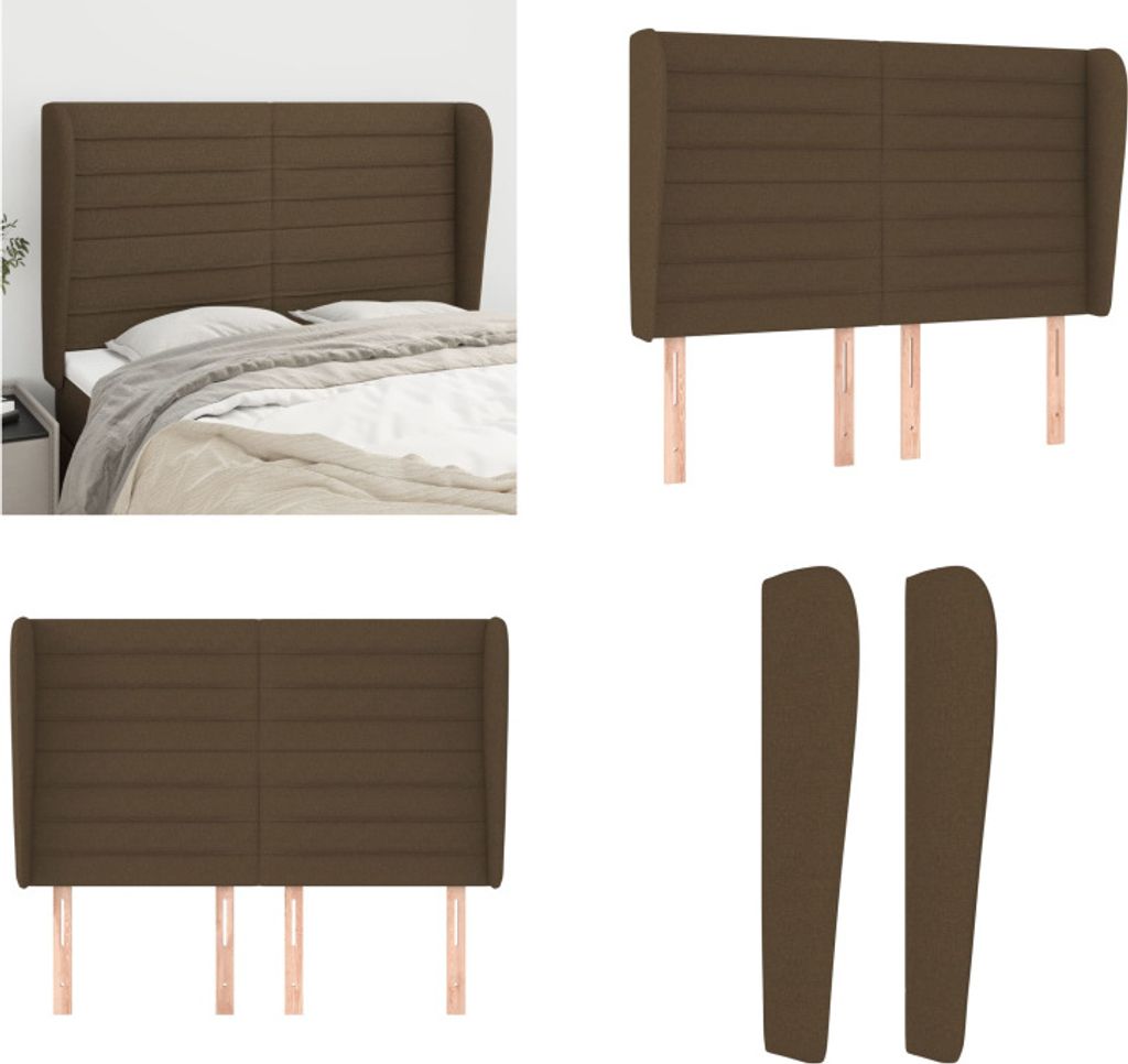 vidaXL Kopfteil mit Ohren Dunkelbraun 147x23x118/128 cm Stoff - Kopfteil - Kopfteile - Bett-Kopfteil - Bettkopfteil