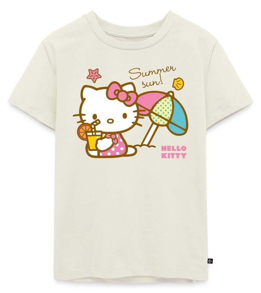 Spreadshirt Hello Kitty Am Strand Summer Sun Kinder Premium T-Shirt, 110/116 (4 Jahre), Naturweiß