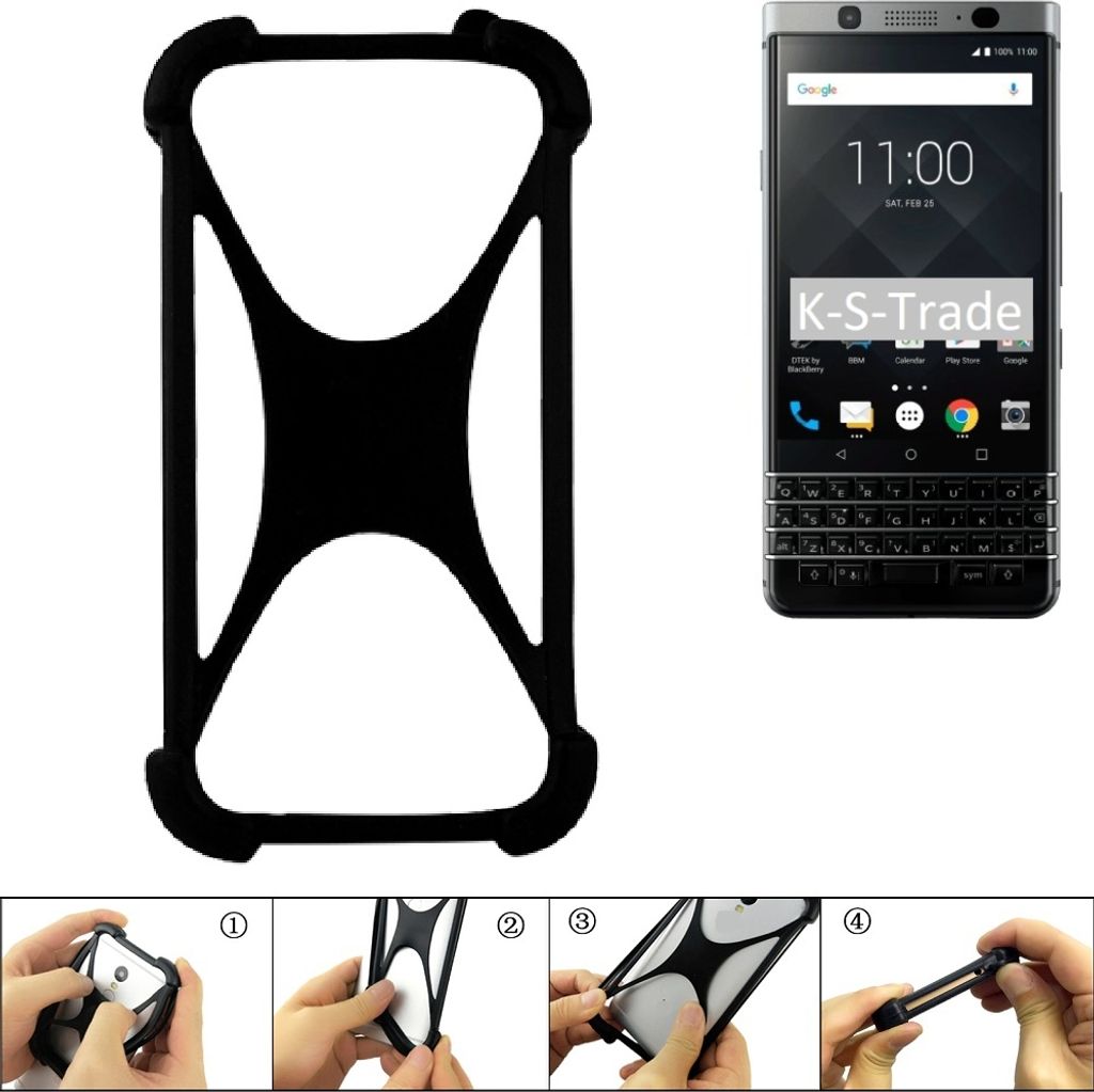 K-S-Trade Handy-Hülle Schutz-Hülle kompatibel mit Blackberry KeyOne Silikon Bumper TPU Softcase Smartphone Stoßschutz, schwarz
