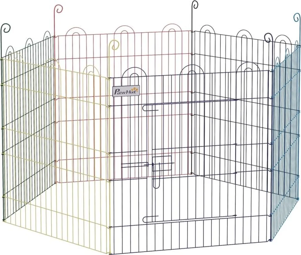 Enclos Métallique Verrouillable Modulable pour Animaux Ø120 cm Multicolore