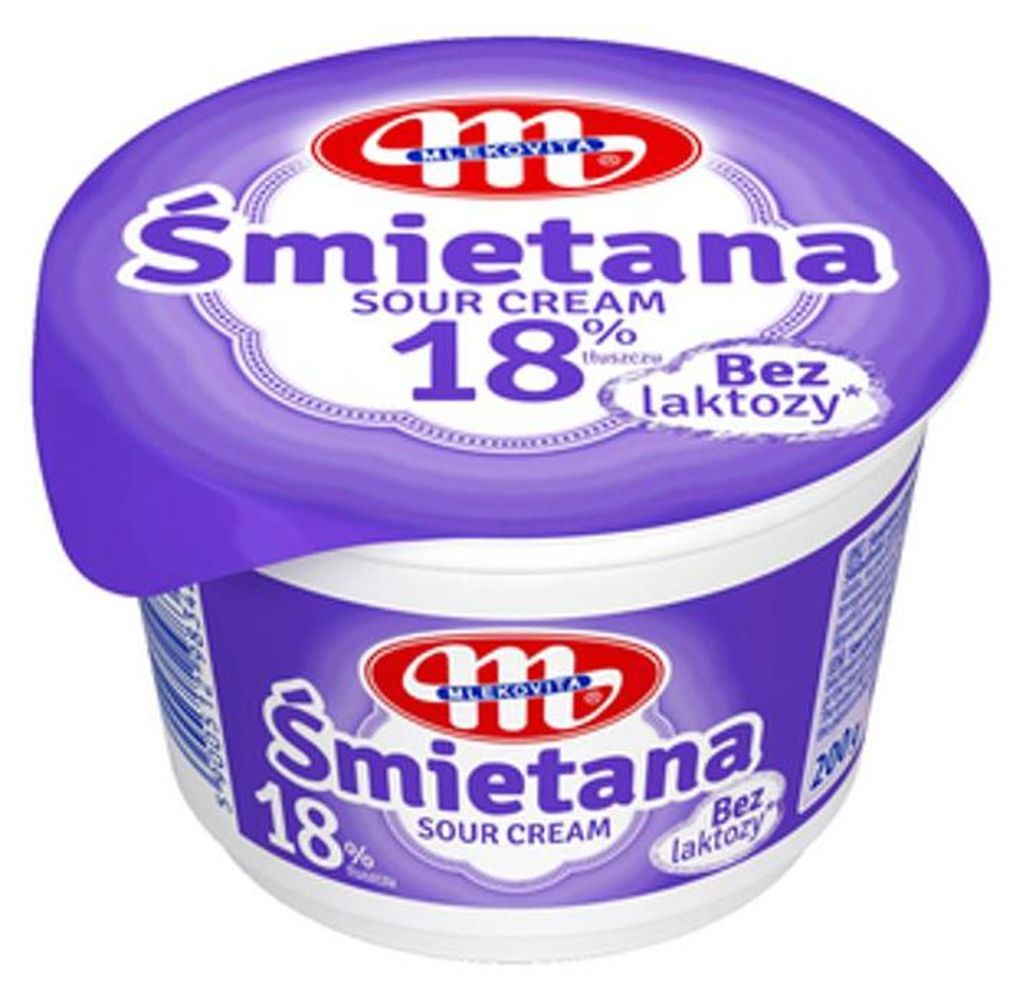 Mlekovita Śmietana Polska 18% tł. bez laktozy 200g Zdjęcie produktu 