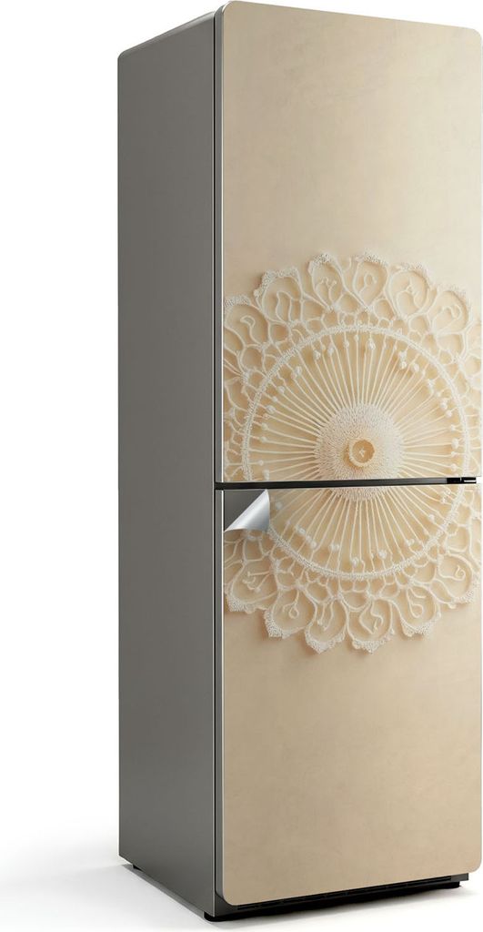 Spitzenmuster im Kreis – Kühlschrank Aufkleber – Klebefolie Kühlschrank – Kühlschrank Nachbildung – Kühlschrankfolie selbstklebend – ...