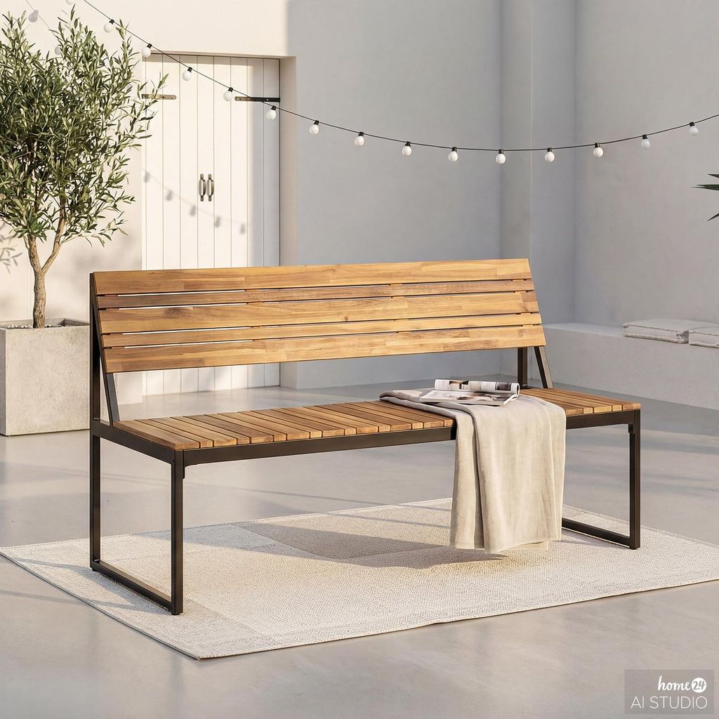 home24 Gartenbank aus Akazienholz - Schwarz / Braun - Produktbild 