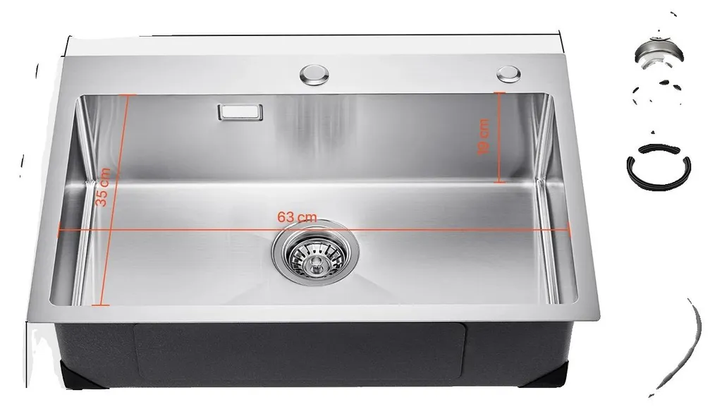Évier de cuisine silencieux 68 cm - Inox 304 avec pads acoustiques
