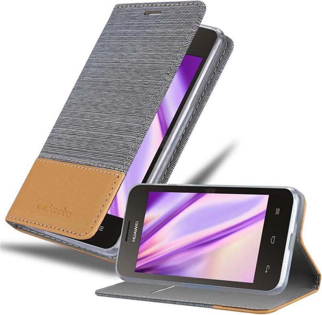 Cadorabo Hülle für Huawei Y3 / Y3C / Y330 / Y331 / Y360 Schutzhülle in Grau Handy Hülle Etui Book Case Cover