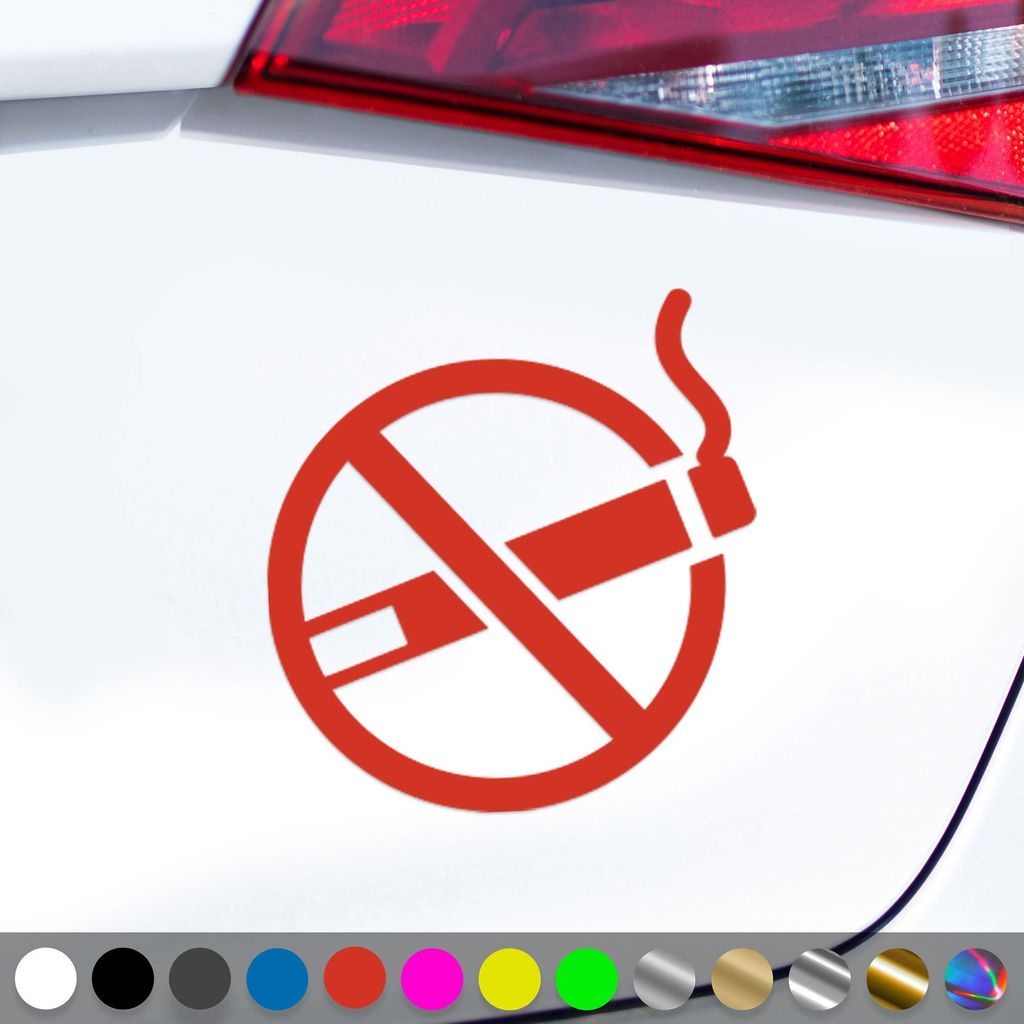PantherPixel Rauchen Verboten Aufkleber Nichtraucher Rauchverbot Sticker Auto Geschenkidee Farbe Rot