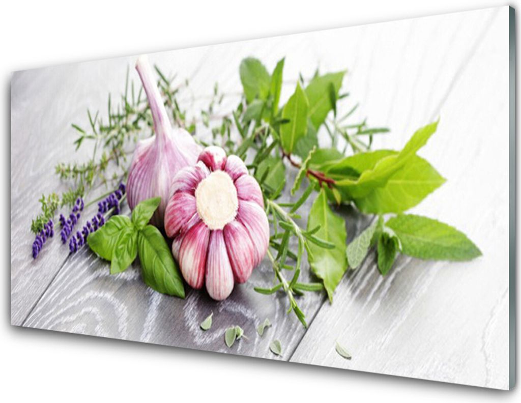 Acrylglasbilder 100x50 Wandbild Druck Knoblauch Blume Blätter Pflanzen