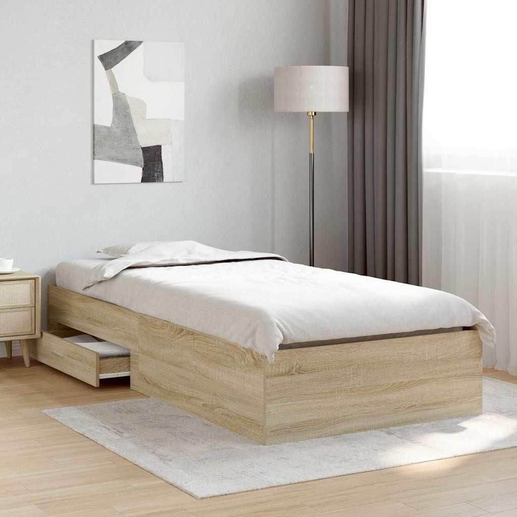 "Rabatt" Bettrahmen Hohe Qualität, Bettgestell moderne, mit Schubladen, Braun 90x190 cm Holzwerkstoff - Klassische Betten CC12464
