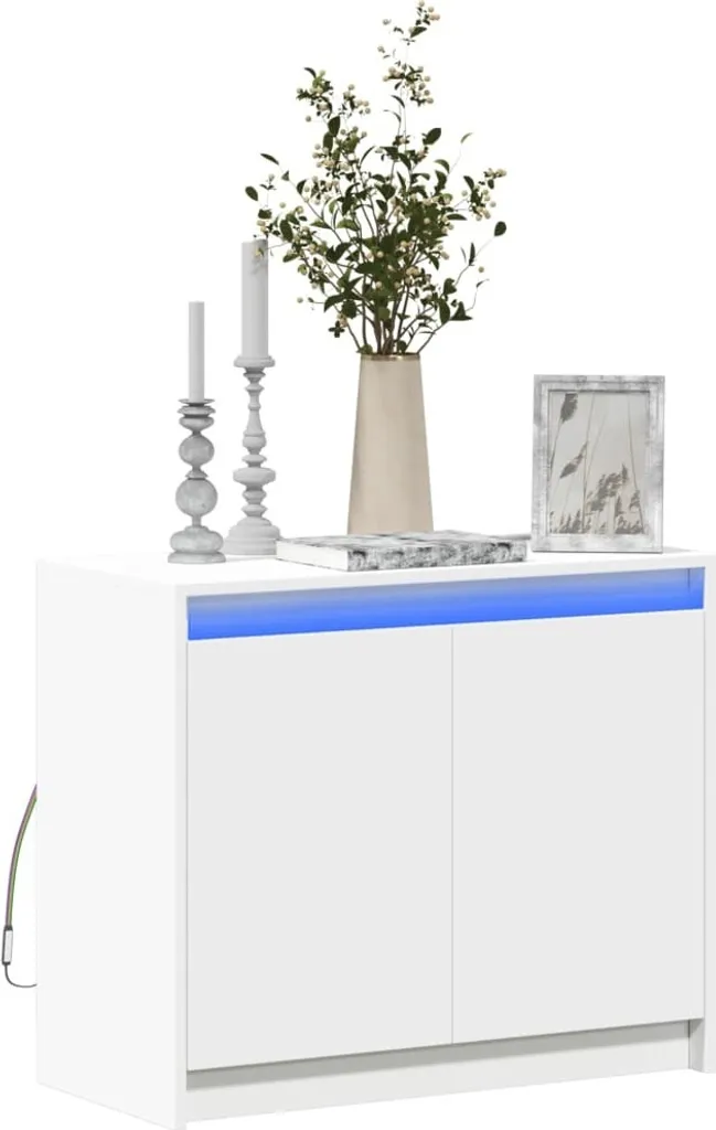 vidaXL LED credenza bianca 72x34x61 cm materiale a base di legno