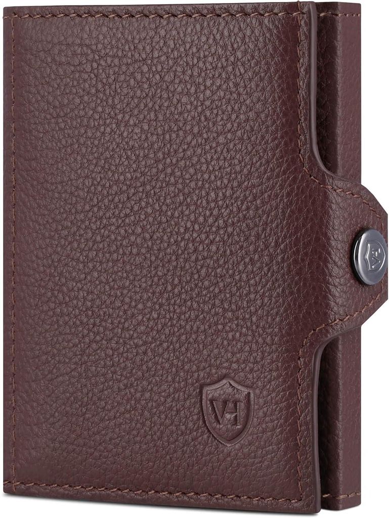 Slim Wallet mit RFID Schutz aus Echtleder Mini Geldbörse für Damen und Herren Kartenetui mit XL Münzfach Scheinfach Kompakt