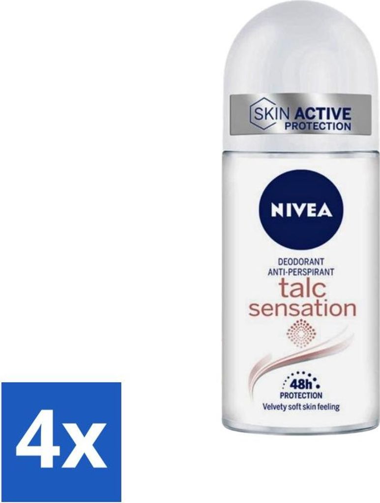 Nivea - Deo Roll-On - Talc Sensation - Antitranspirant - 50 ml - Vorteilspack - 4 Stücke