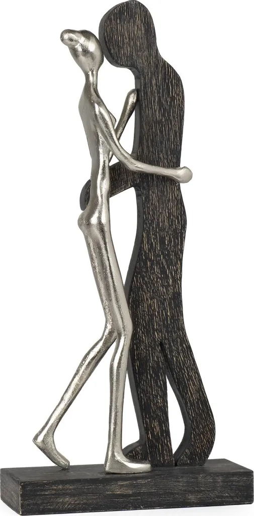 Sculpture Danseur Debout en Bois de Manguier et Alu Fait Main 41cm