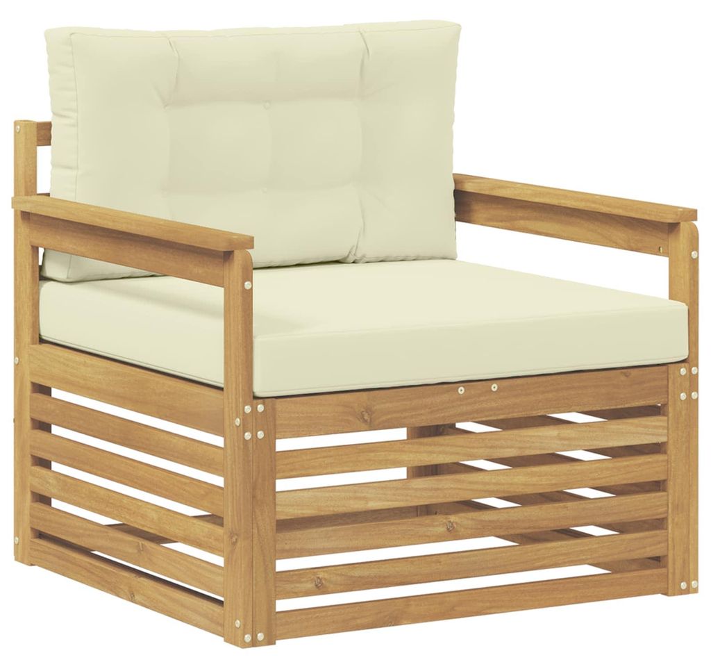 vidaXL Outdoor-Sofa Polyester Weiß und Creme
