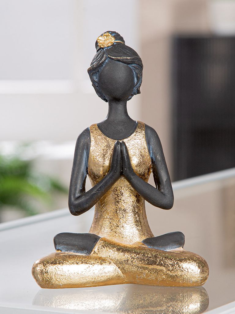 Gilde Figur, Frau, Yoga Lady , Poly, goldfarben, VE 6, L. 7 cm, B. 11 cm, H. 16 cm Höhe: 15.50 cm Breite: 11.00 cm Tiefe: 6.50cm 59270
