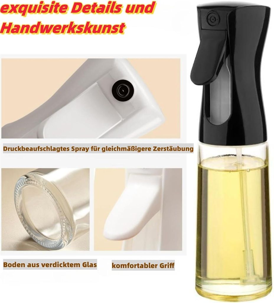 Ölspray Zum Kochen, Oil Sprayer, 200 ml Glas