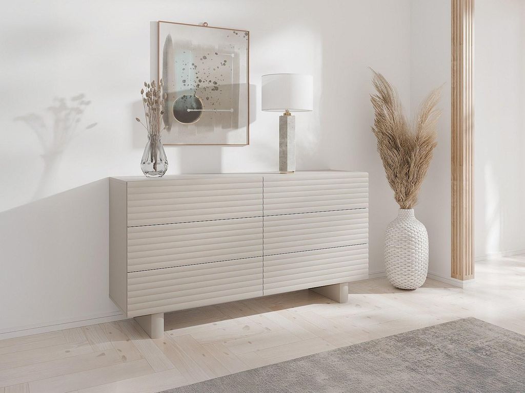 Kommode mit 6 Schubladen - MDF - Beige - LUDIMA