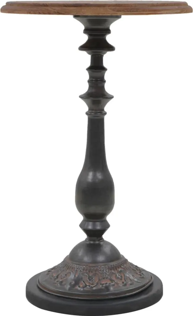 Table d'appoint robuste en bois massif brun 40 cm - Finition artisanale - 6