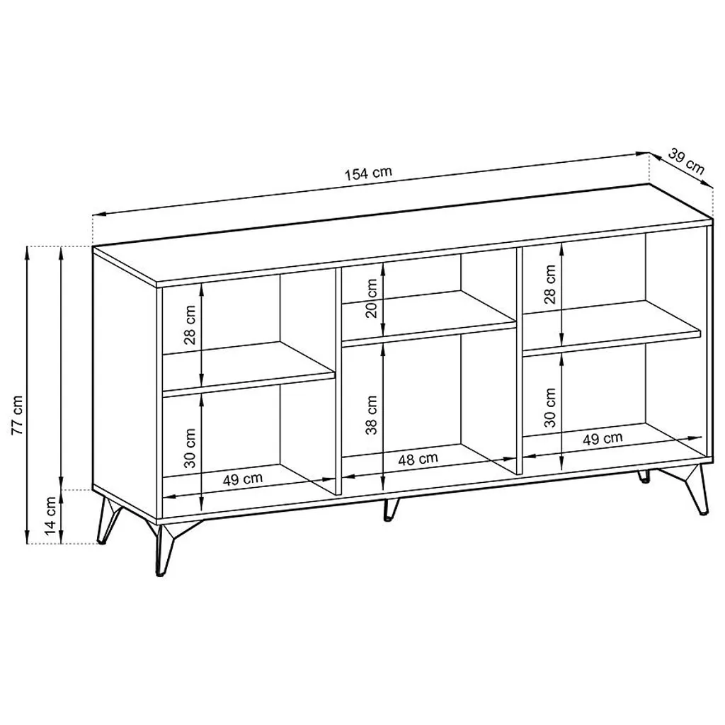 Commode NAMIRO noire et bois 3 portes avec grands volumes - 5