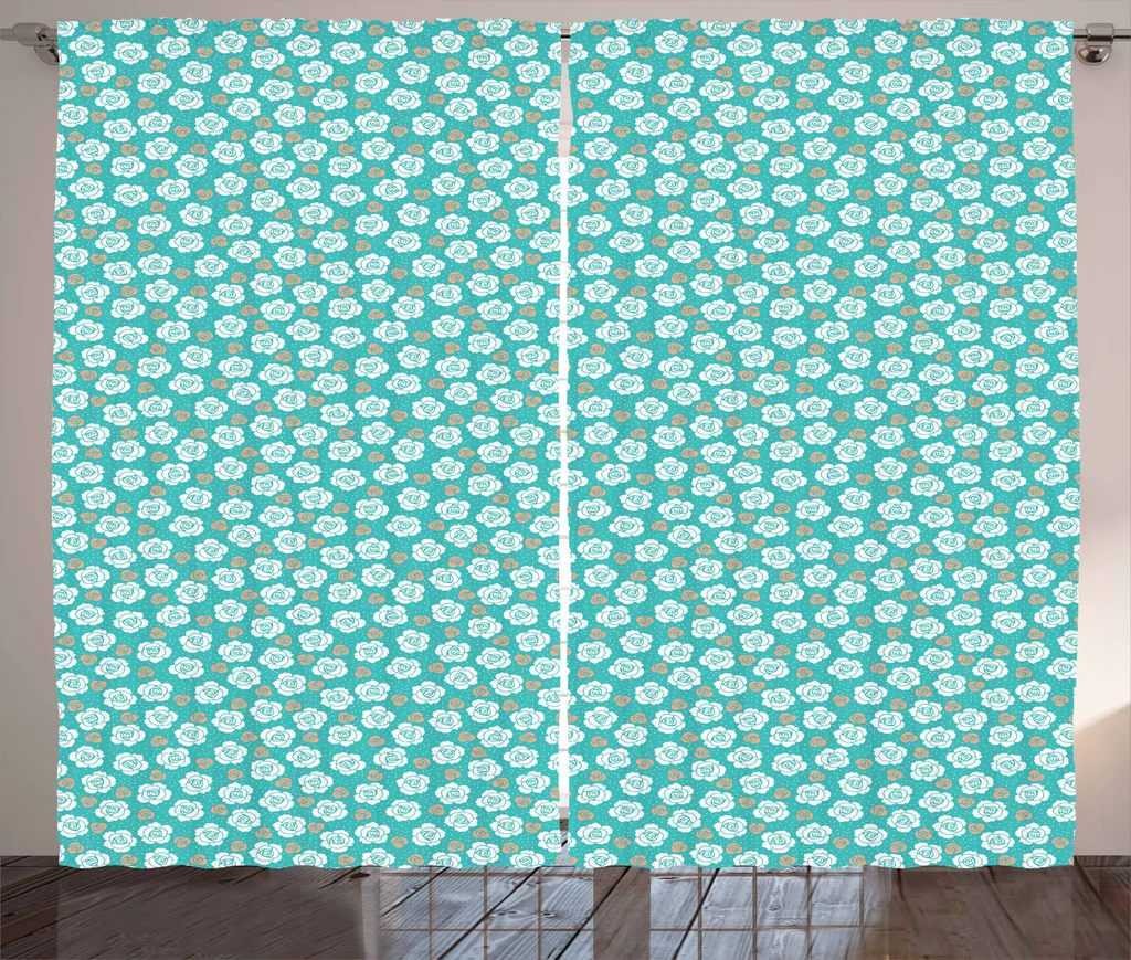 Tenda Soggiorno Turchese Salmone ABAKUHAUS Rose Rustiche 280x175