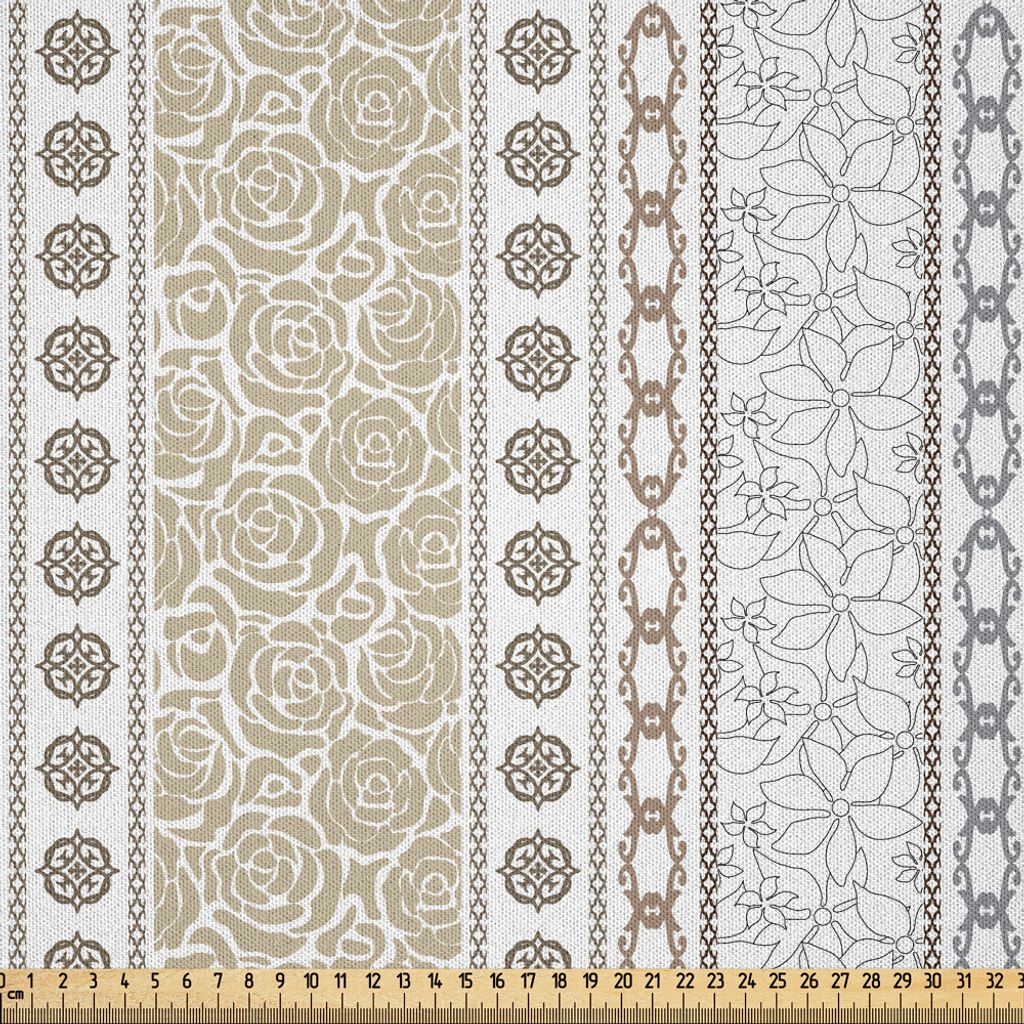 ABAKUHAUS Rose Microfaser Stoff als Meterware , Vintage vertikale Grenzen mit abstrakten Blüten und klassischen viktorianischen Motiven, 2 M (230 ...