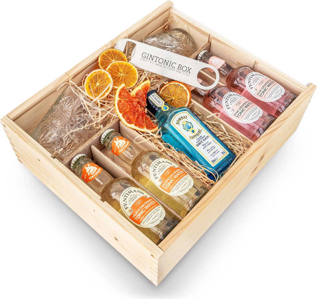 Bombay Sapphire Gin & Fentimans Tonic Geschenkbox - Gin & Tonic Geschenkset