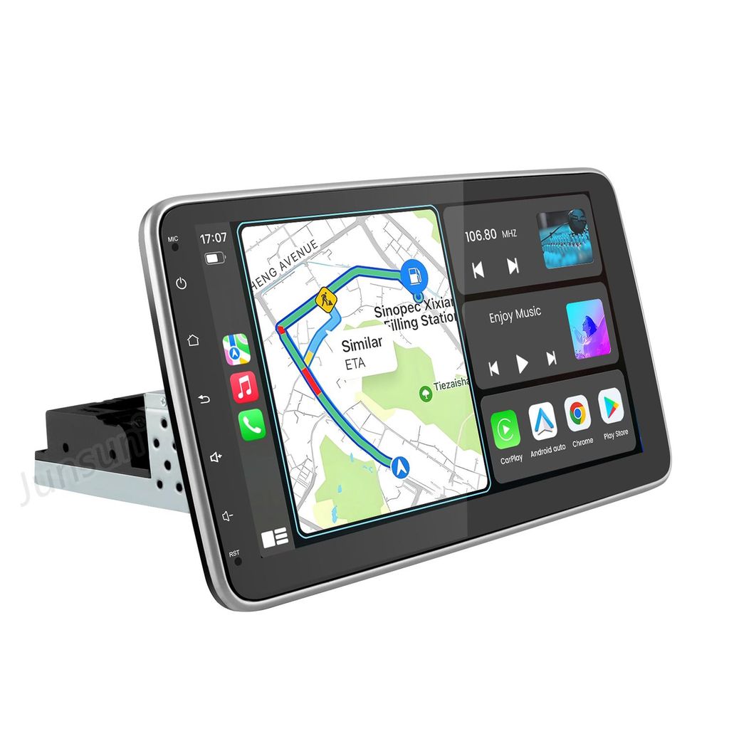 2+64G 10" Android 15 360° Drehbar Bildschirm Carplay DAB+ 1DIN Autoradio GPS Navi WIFI BT USB FM