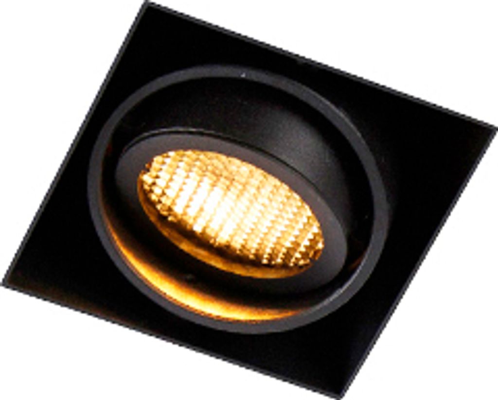 QAZQA - Modern Einbaustrahler Schwarz Kippbar und Drehbar Trimless - Oneon Honey I Wohnzimmer I Schlafzimmer - Stahl Quadratisch - LED geeignet GU10