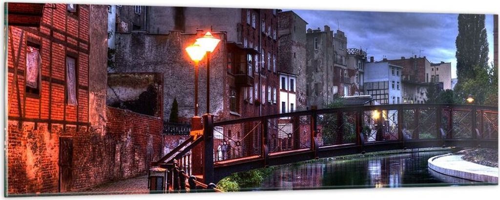 Bilder auf glas - Architektur Altstadt Stadt Fluss - 90x30cm - Glasbilder - Wandbilder - Kunstdruck - zum Aufhängen bereit - Wanddekoration aus Gl...