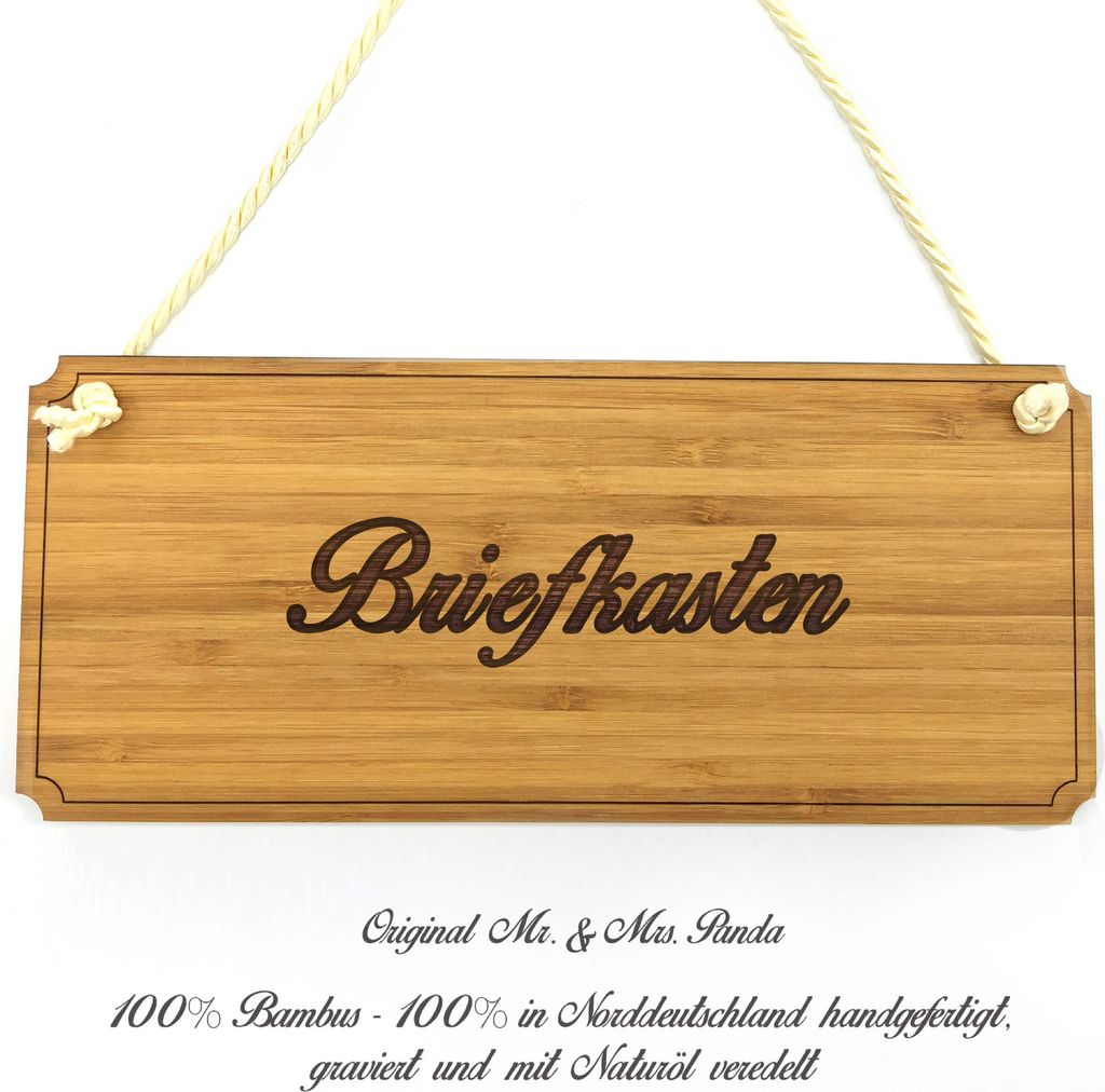Mr. & Mrs. Panda Reklameschild Briefkasten - Geschenk, Graviert, Holz Wegweiser, Holzschild, Shabby, Landhaus, Türschild, Schild, Hinweisschild, G...