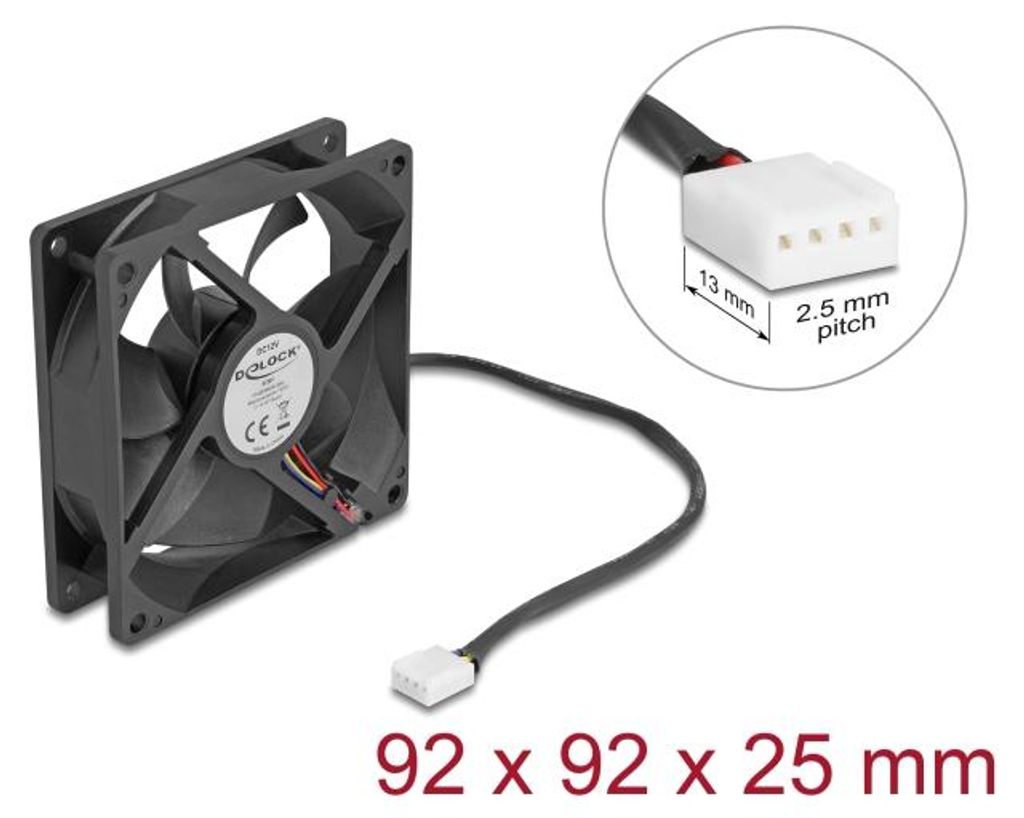Delock Axiallüfter 12 V DC, 92 x 92 x 25 mm schwarz