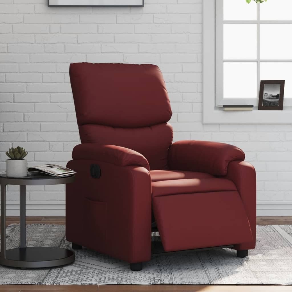 Relaxsessel Elektrisch Weinrot Kunstleder , Klassische Sessel 2024 Neu