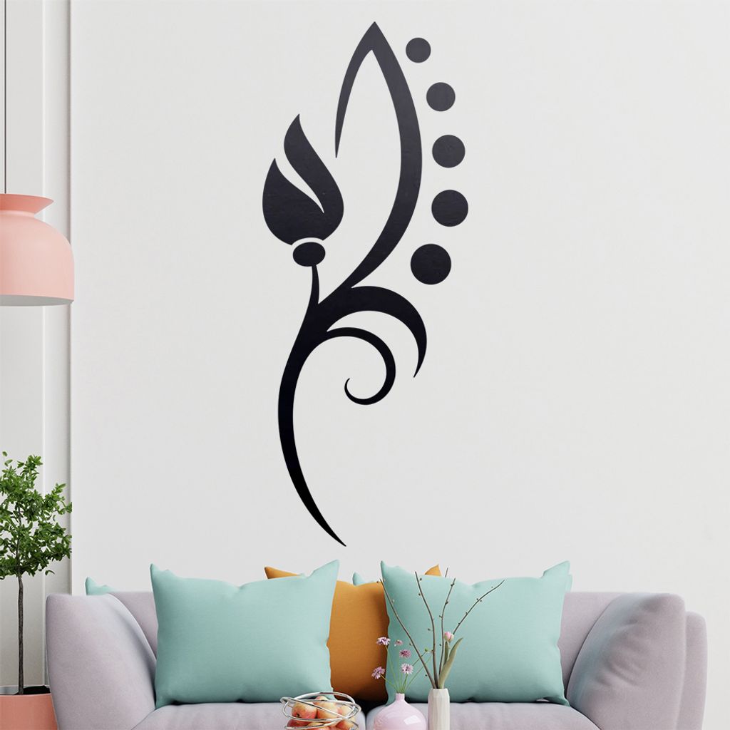 Blume- Linien Punkte Wandtattoo in 6 Größen - Wandaufkleber Wall Sticker - Dekoration, Küche, Wohnzimmer, Schlafzimmer, Badezimmer