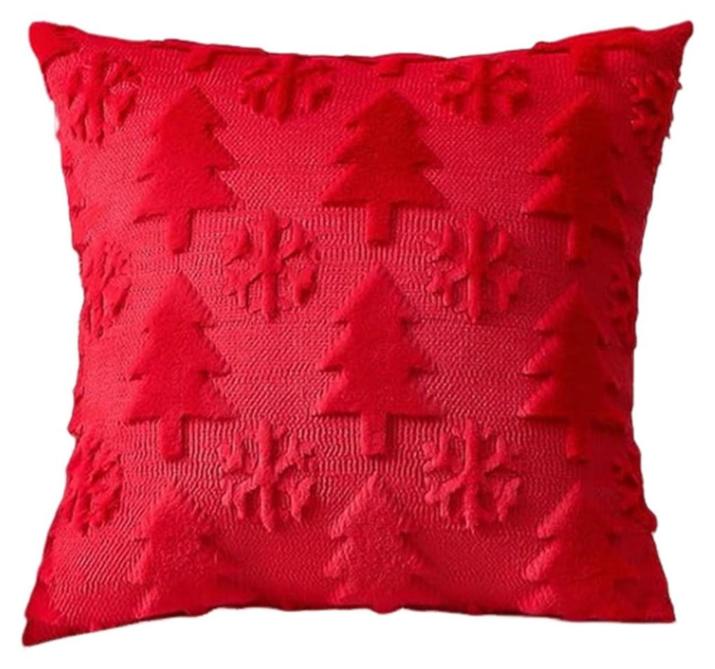 Weihnachtlicher Plüschkissenbezug, 45 x 45 cm, dekorativer Kissenbezug für Sofa, Couch, Schlafzimmer, Wohnzimmer, festliche Dekoration