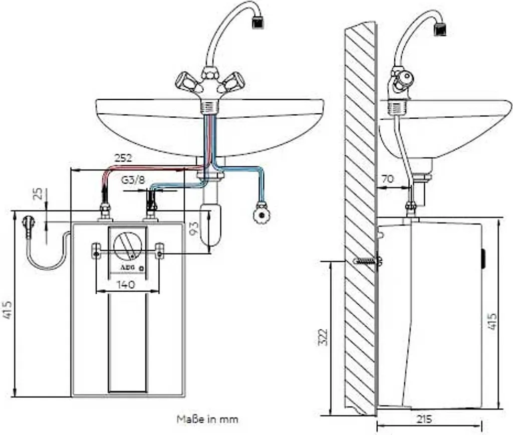 Petit chauffe-eau 5L sous évier AEG Huz 5 Basis - Eau chaude immédiate - 17