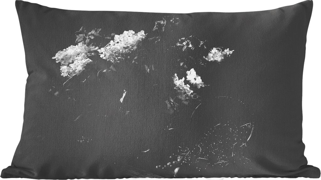 MuchoWow Zierkissen Sofakissen Wohnzimmer Dekokissen 60x40 cm Stilleben - Kirschen - Schwarz - Weiß - Kopfkissen - Polster mit Foto