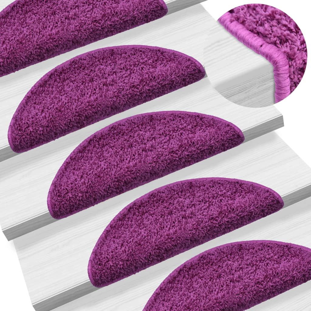 The Living Store Treppenmatten 15 Stk. Violett 56x17x3 cm