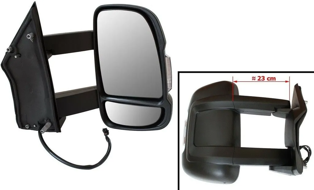 Rétroviseur bras long manuel Fiat Ducato III 2006- avec miroir grand angle