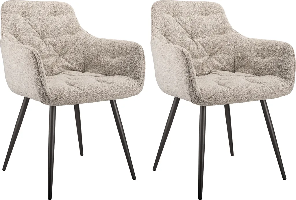 Lot de 2 chaises de cuisine avec accoudoirs et structure robuste en métal