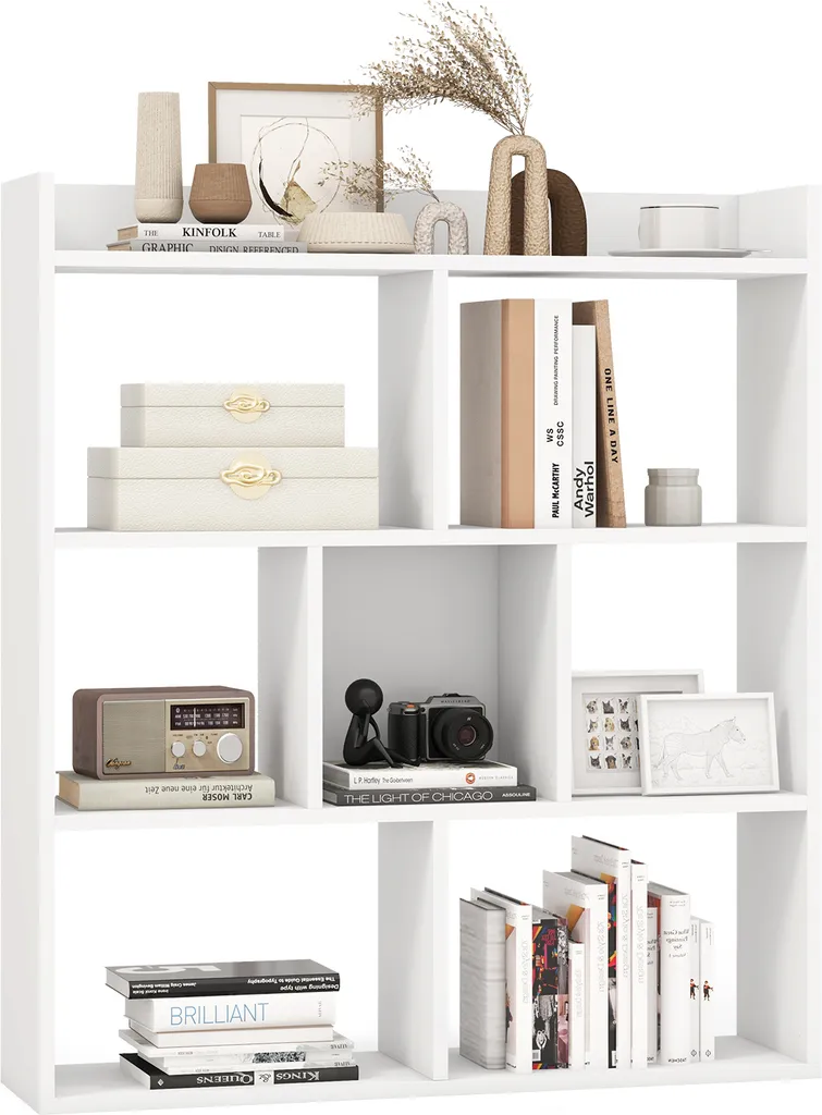 Bibliothèque Basse à 7 Cubes avec Protection Anti-basculement Intégrée
