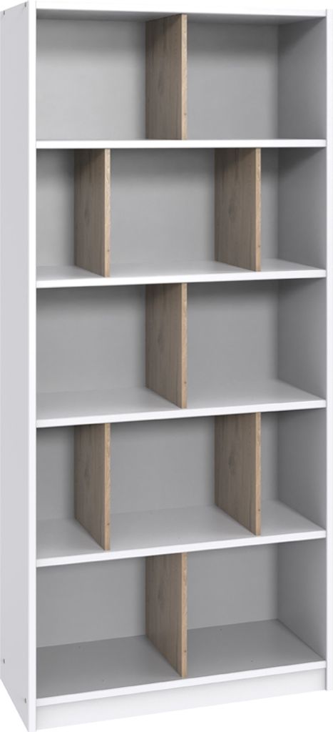 Jugendzimmer-Regal 90 cm breit in weiß mit Eiche, mit 12 Fächern NOLI-43